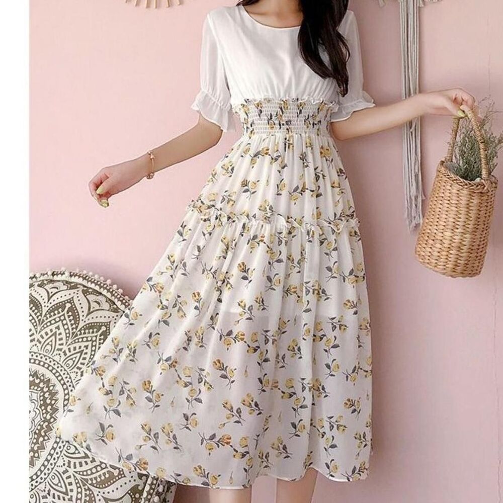 Faux Two Piece Floral Dress